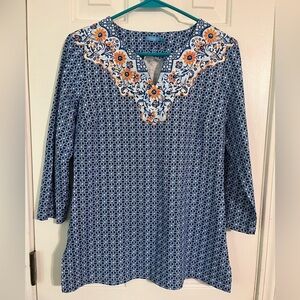 J.McLaughlin Catalina cloth tunic top size small blue orange
